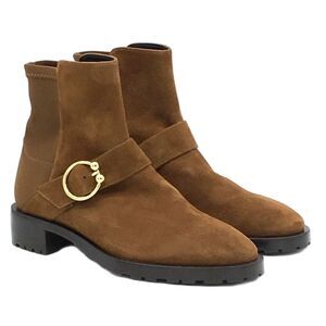Stuart Weitzman Coffee Luxering Suede Ankle Boots 8